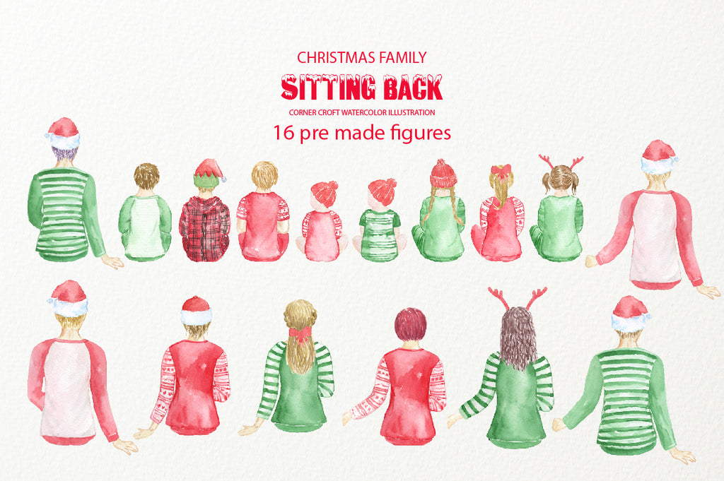 People sitting down in christmas outfit, digital download, product by Corner Croft