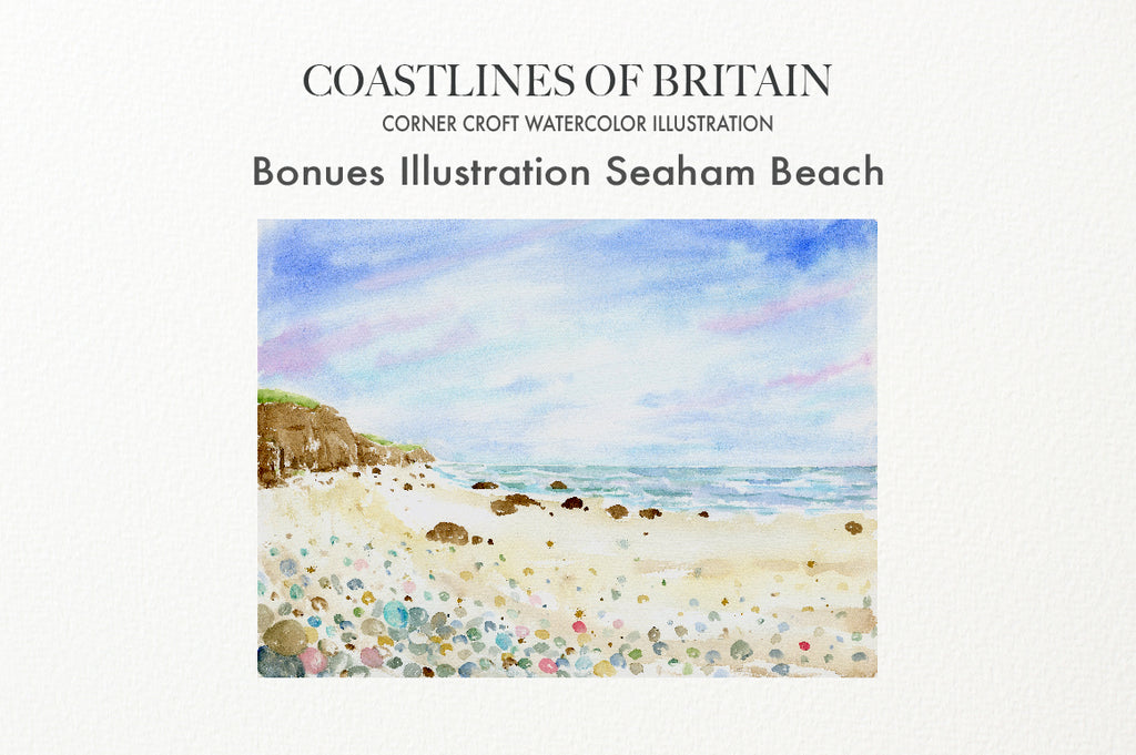 watercolor painting of seaham beach, instant download