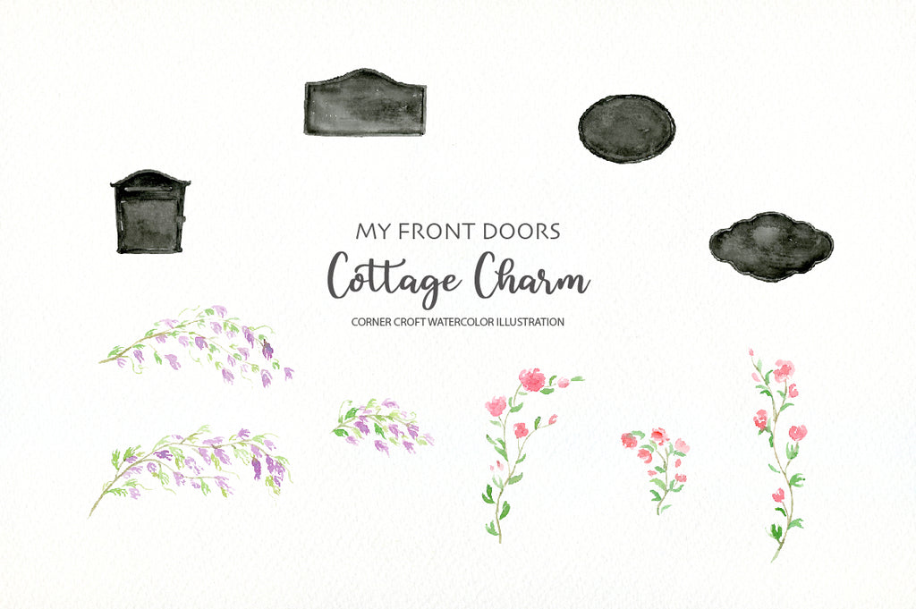 watercolor front door illustration for making personalised print