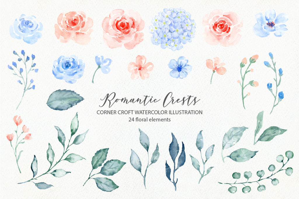 watercolor flower illustration for wedding crest
