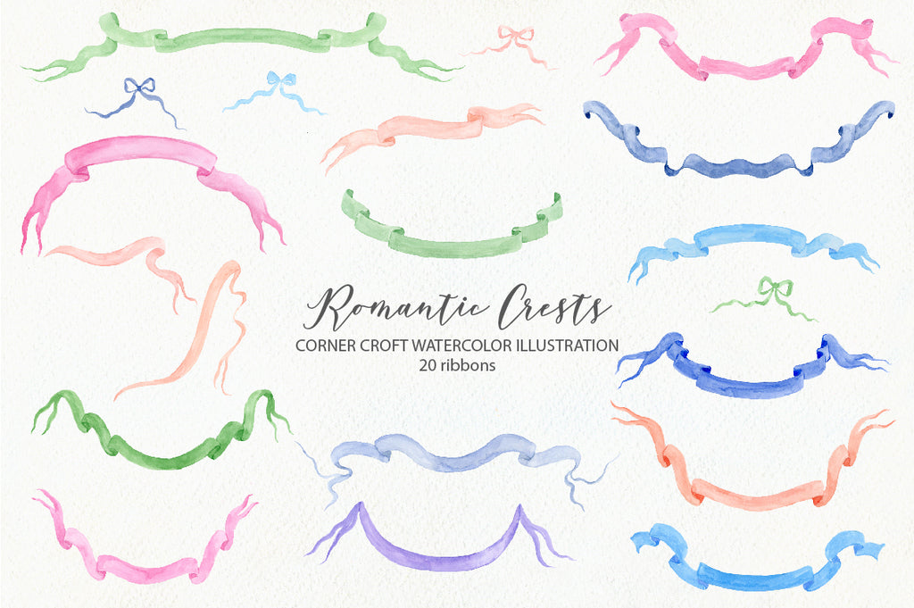 romantic ribbon illustration, custom crest design, family crest and wedding crest
