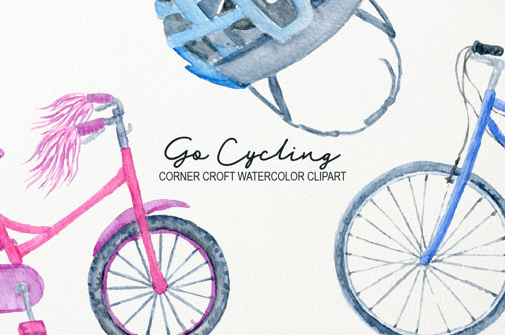 watercolor illustration of cycling equipment for personalised print, for my family print