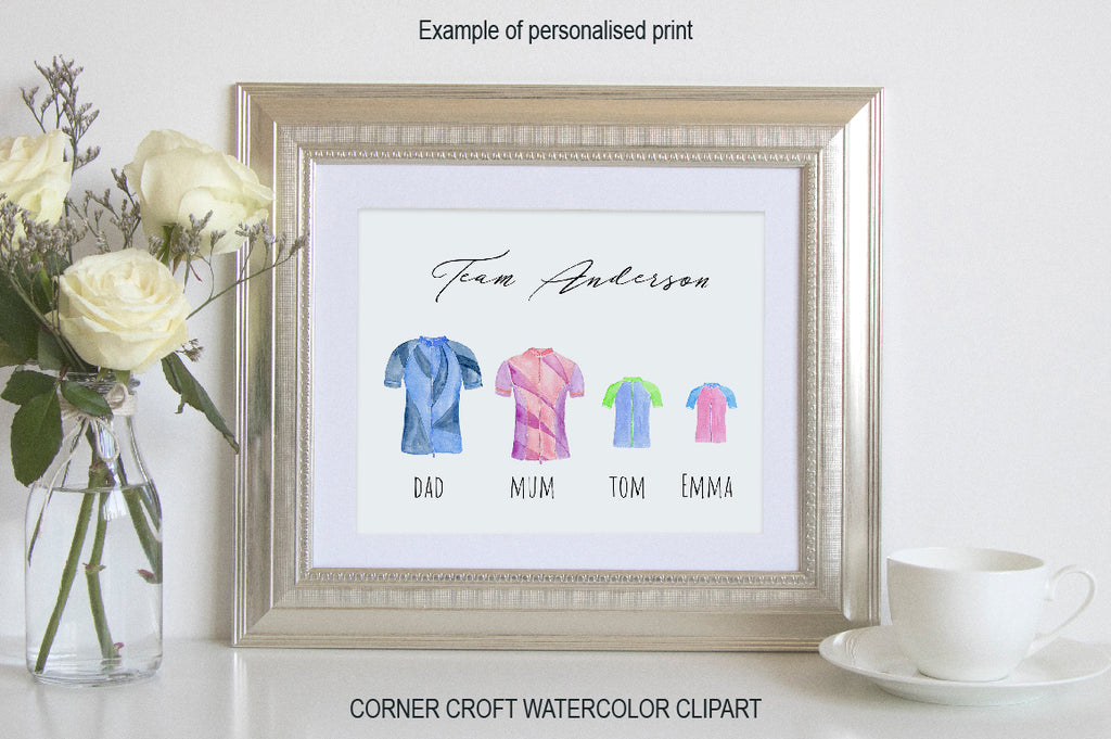 watercolor sport clipart for making personalised prints