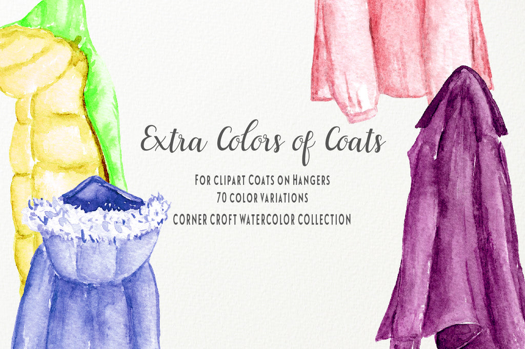 watercolor extra coats, coats on hangers, instant download