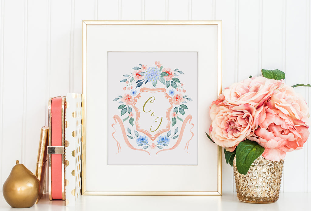 ready to use crest, romantic crest instant download 
