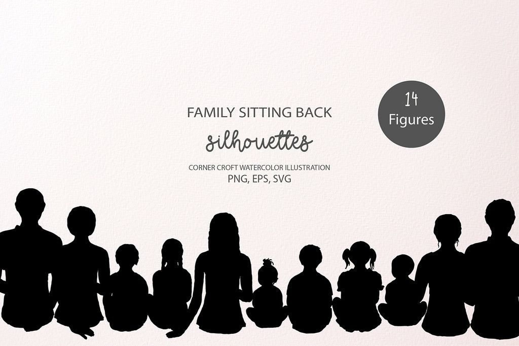 silhouette images of family members sit back
