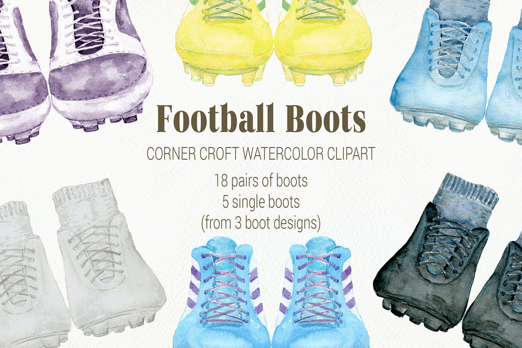 watercolor football boots illustration, soccer boots clipart, instant download