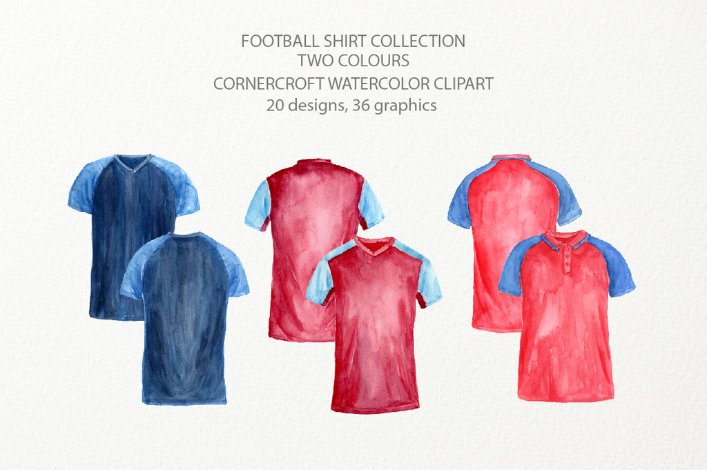 watercolor clipart of shirt, football team shirt illustration, personalised print, 