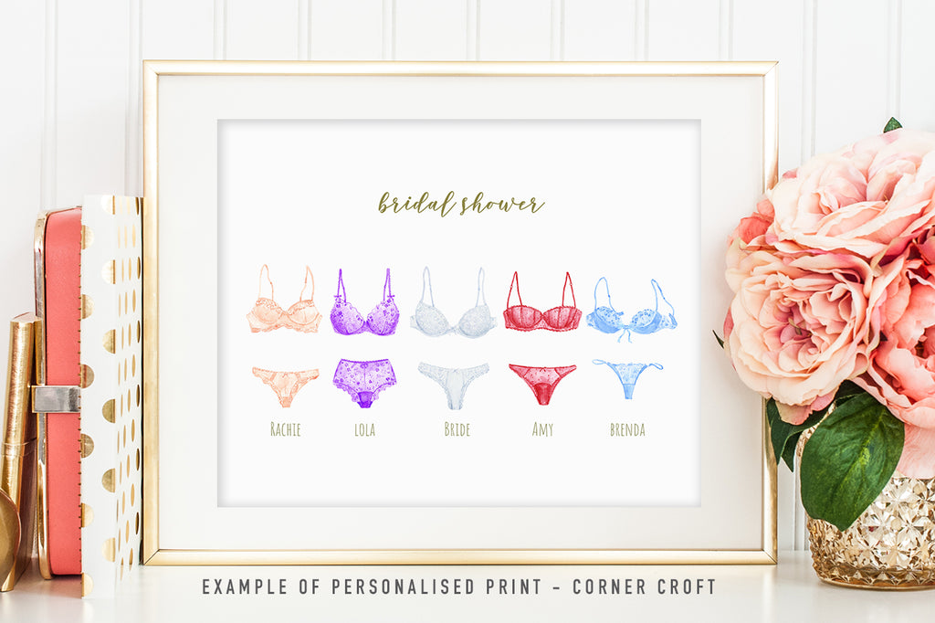 watercolor lingerie clipart for making bridle shower personalised prints