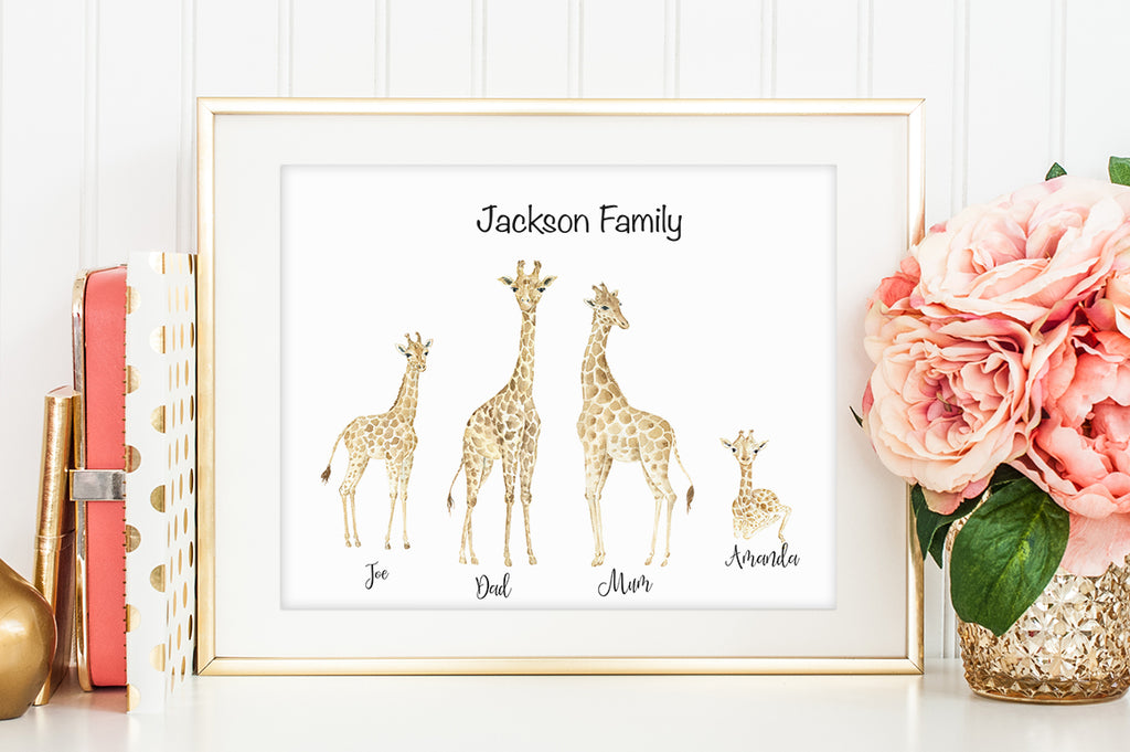 giraffe personalised print creator, giraffe illustration, watercolor giraffe