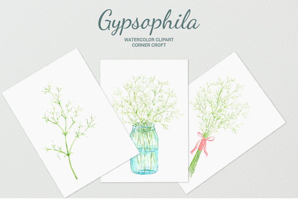 gypsophila wedding invitation, watercolor baby's breath printable
