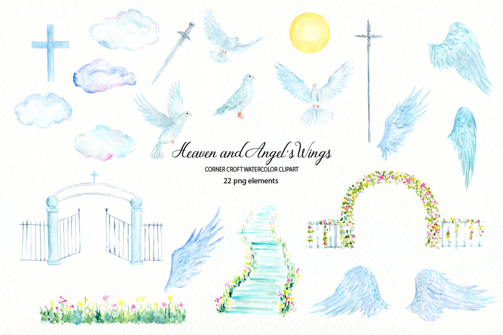 watercolor heaven, angel's wing, step to heaven, heaven gate, angel, 