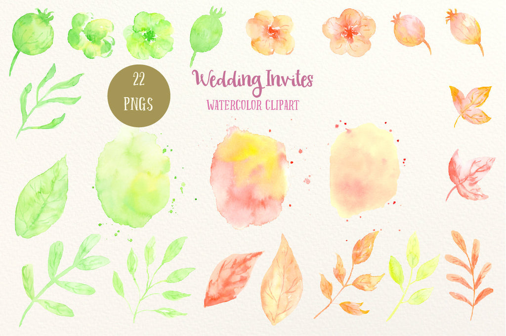 watercolor yellow and orange flower, instant download 