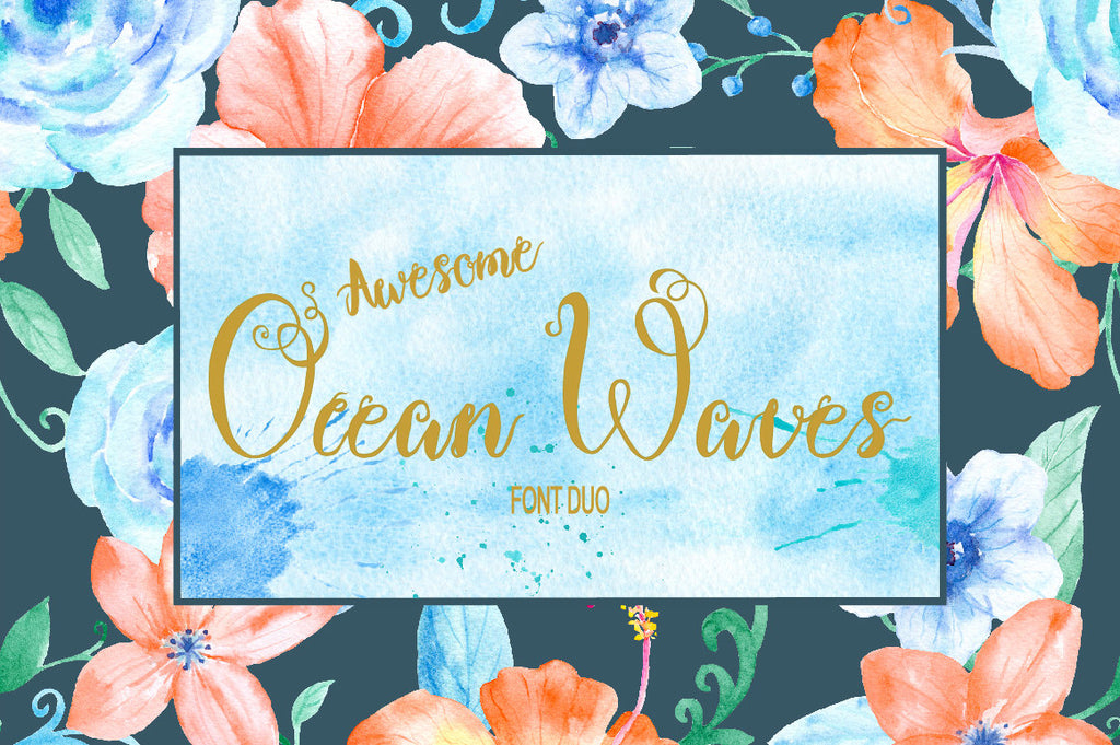 ocean waves font duo including Ocean Waves Regular and Ocean Waves Monograms. They are super curly feminine brush fonts