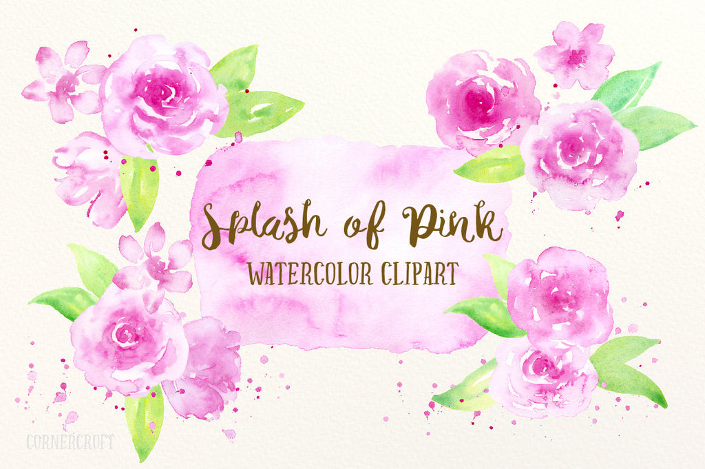 and painted pink roses, purple roses, paint splatter, floral arrangement
