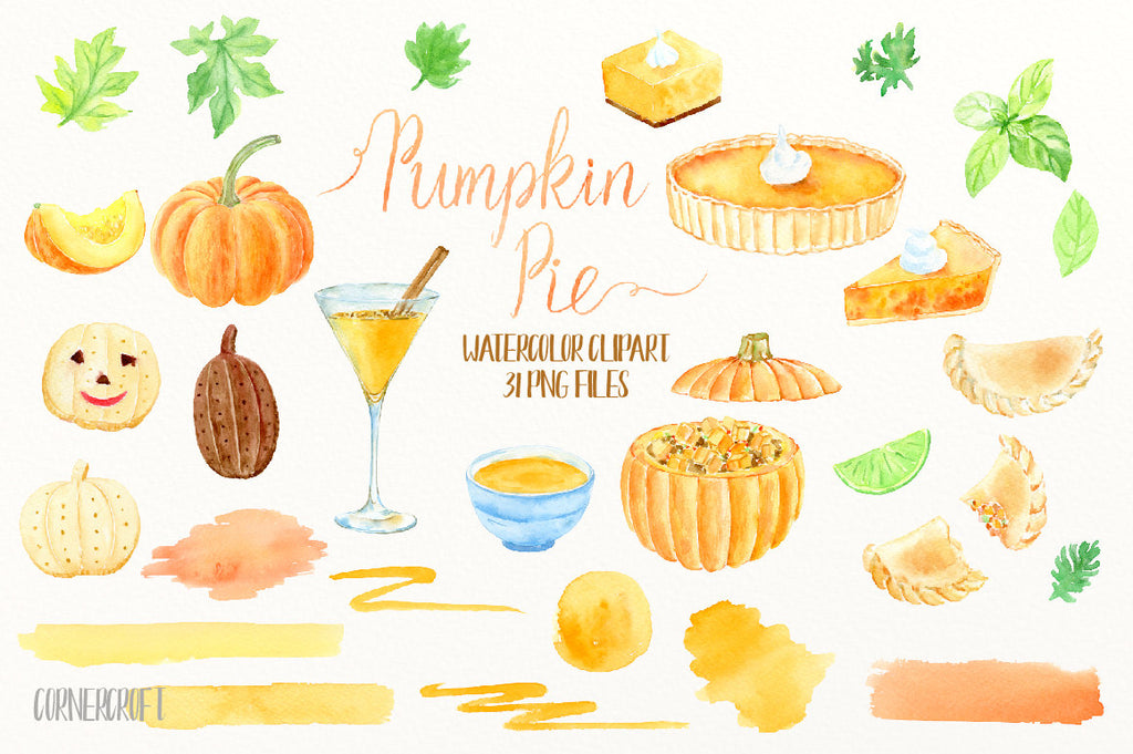 Thanksgiving clipart, food and drink, pumpkin pie