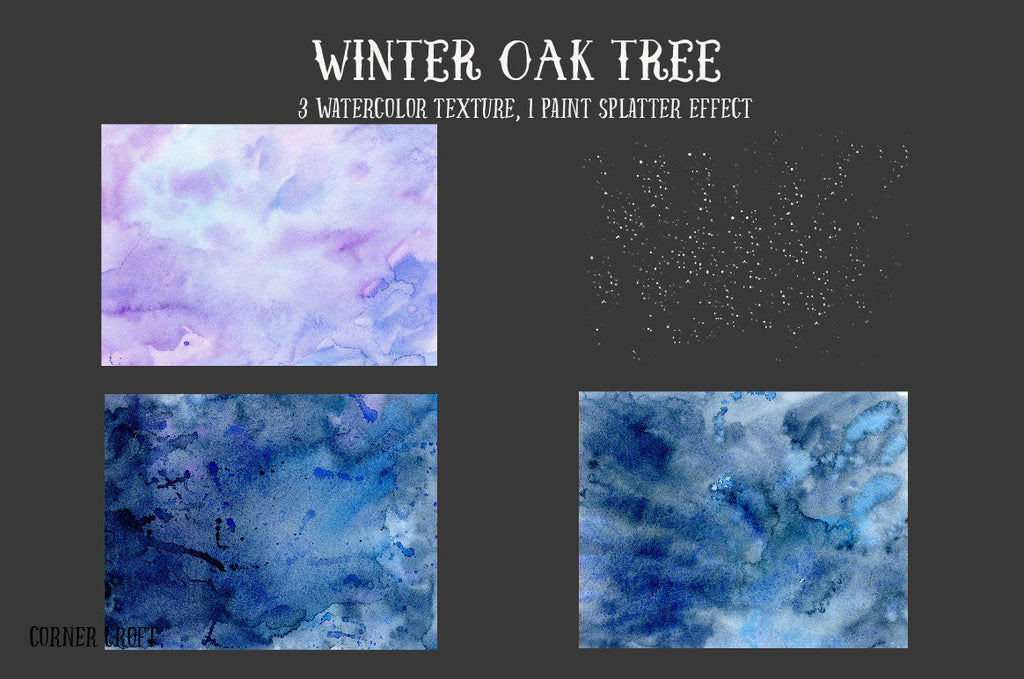 Hand painted large bare oak trees, tree branches, art prints 