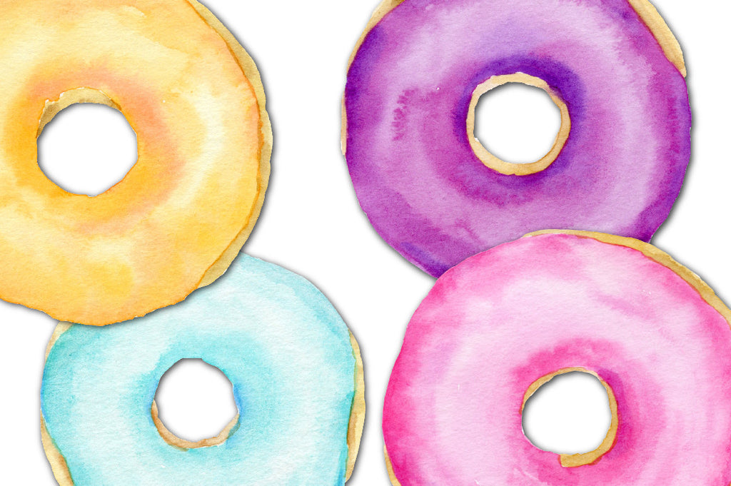 watercolor donuts, donut illustration, chocolate donuts.