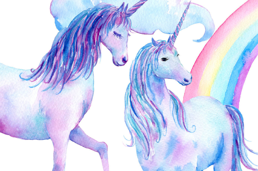 nursery clipart, nursery illustration, watercolor clipart, watercolour unicorns 
