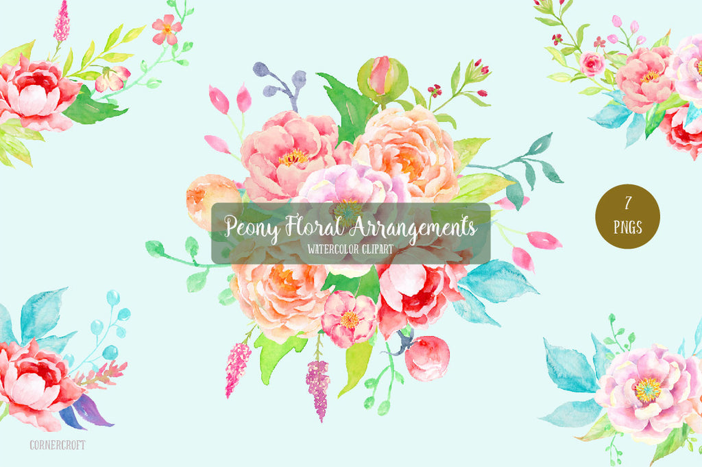 watercolor peony bouquet, wedding bouquet, peach peony flower arrangements 