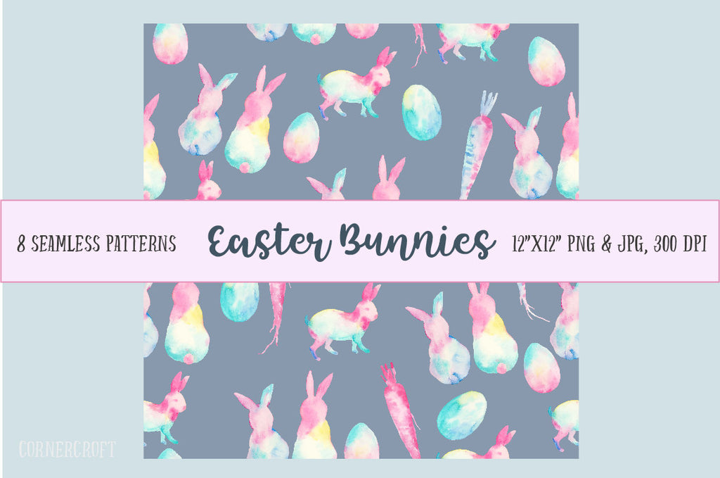 watercolor easter bunny pattern, seamless pattern
