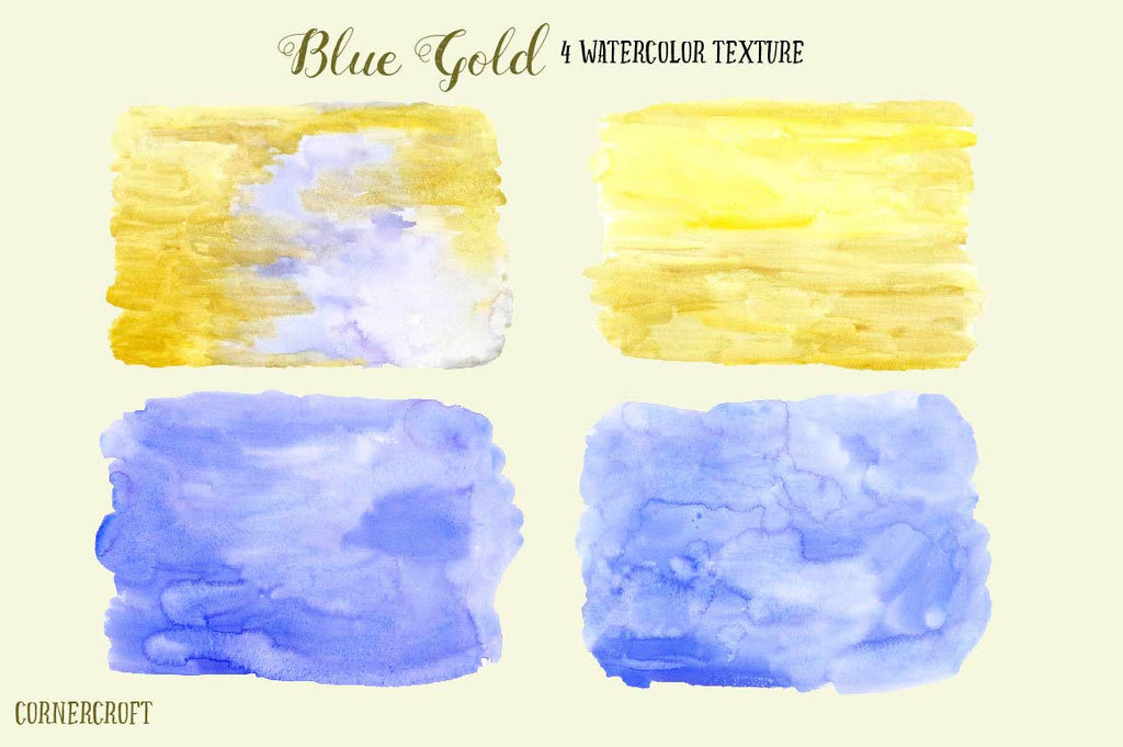 Watercolor gold texture, blue texture, watercolor background, watercolor clipart.