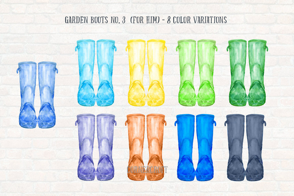 watercolor rain boots for kids, rain boots for men, blue, green and orange wellies, watercolour wellies