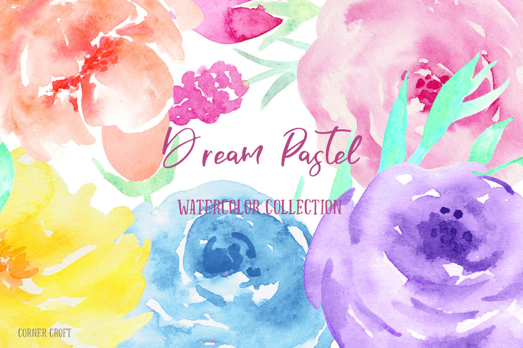 pastel roses, pink, blue, yellow, purple roses, instant download 