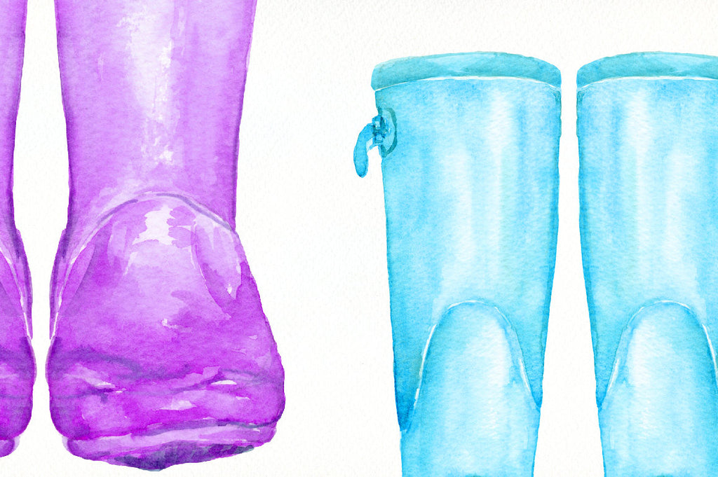 watercolor rain boots, watercolour wellies, kid's boots, men's boots, watercolour illustration, digital download 