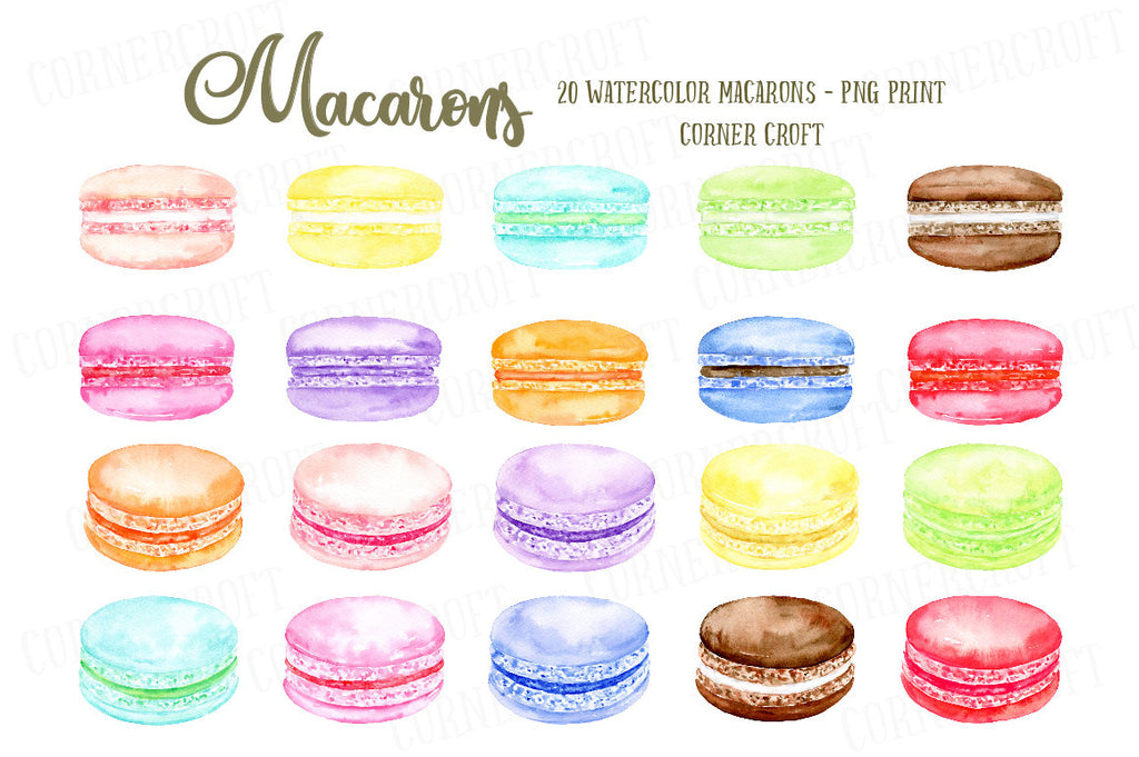 watercolor pastel color macarons, pink macaron, purple macaron, blue macaron, green macaron, chocolate macarons, mason jar macarons