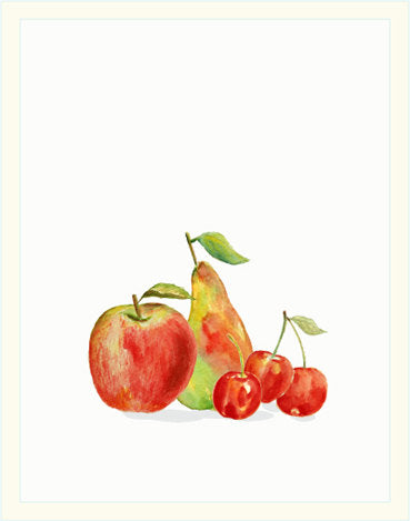 watercolor fruit, fruit illustration, grapes, apple, strawberries, pear, cherry