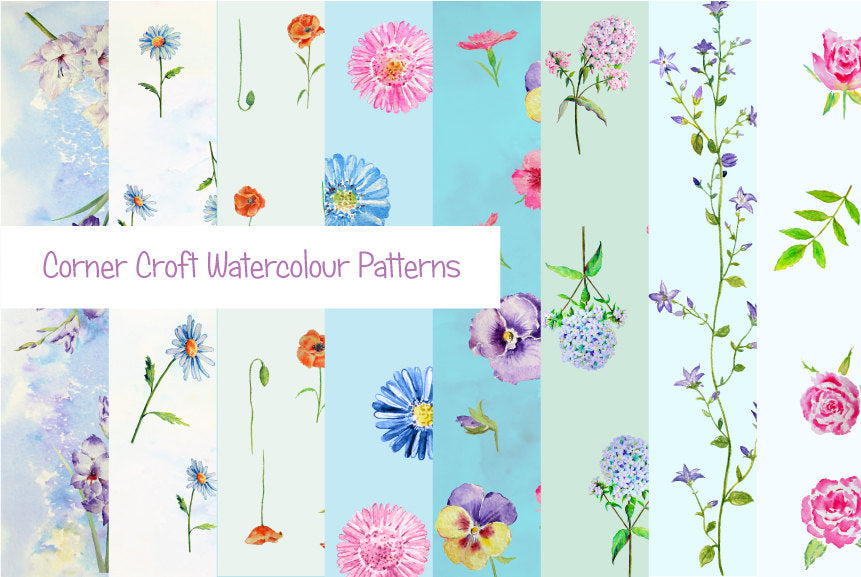 watercolor blue floral pattern instant download 