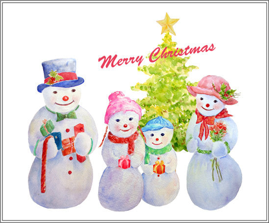 watercolor snowman clipart snowman family print