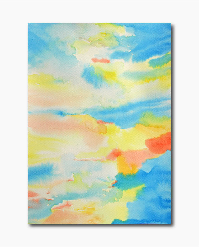 6 individual hand painted abstract watercolor paintings for instant download. The are bright yellow, blue and red large abstract watercolor paintings. 