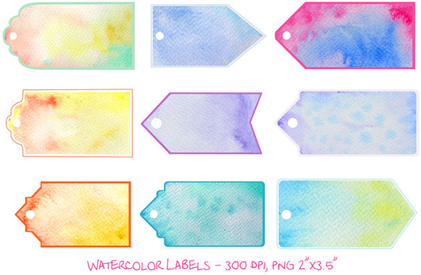 watercolor texture tag, label, gift tag