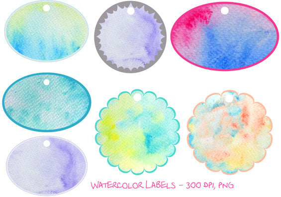 watercolor texture tag, label, gift tag, template 