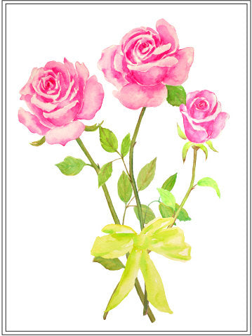 watercolor rose cut flower, rose illustration, logo design, florist, 