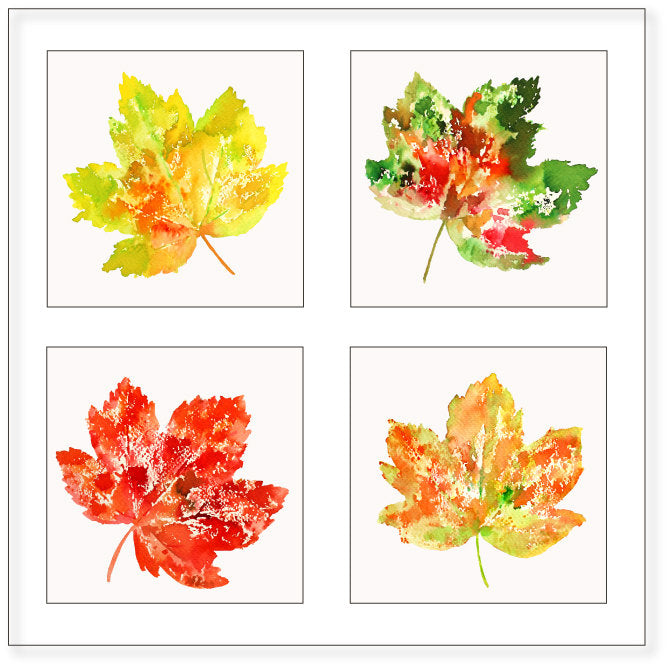 watercolor leaf illustration, maple leaves, oak leaf, red leaf, instant download 