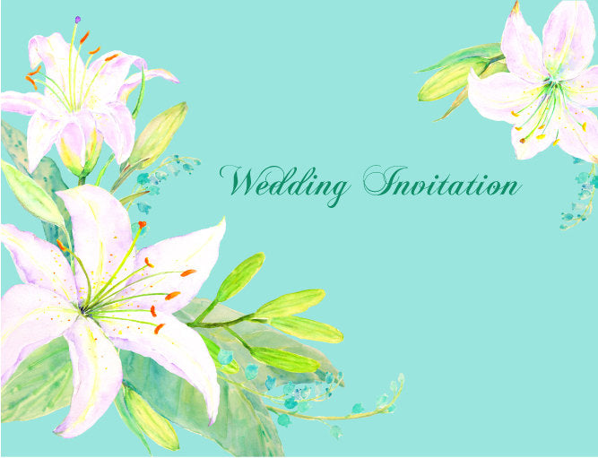 watercolor wedding flower, white lily flower