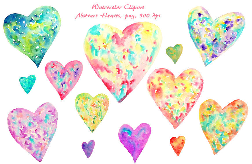 watercolor abstract heart clipart, heart illustration 