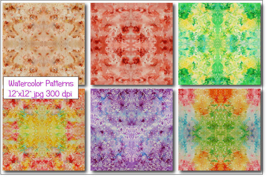 watercolor seamless boho pattern, instant download 