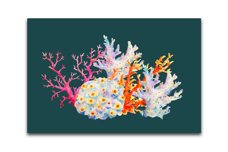 watercolor coral illustration, pink, orange and purple coral