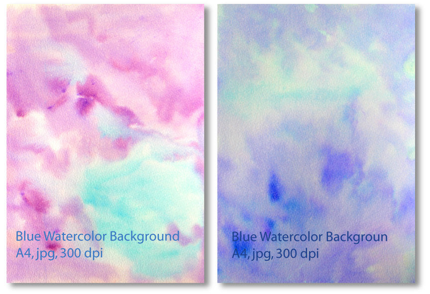 watercolor texture, digital download, digital paper, A4, blue, purple, pink
