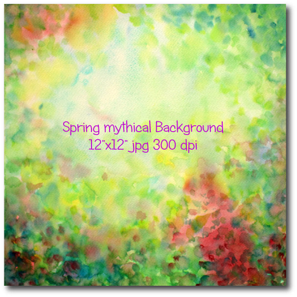 hand painted abstract watercolor spring mythical themed landscape background