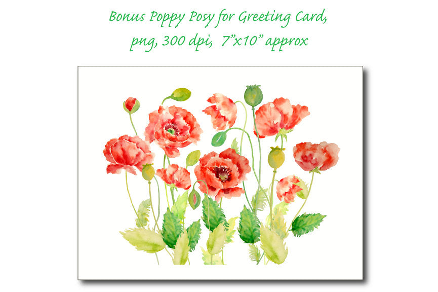 poppy card graphics, instant download