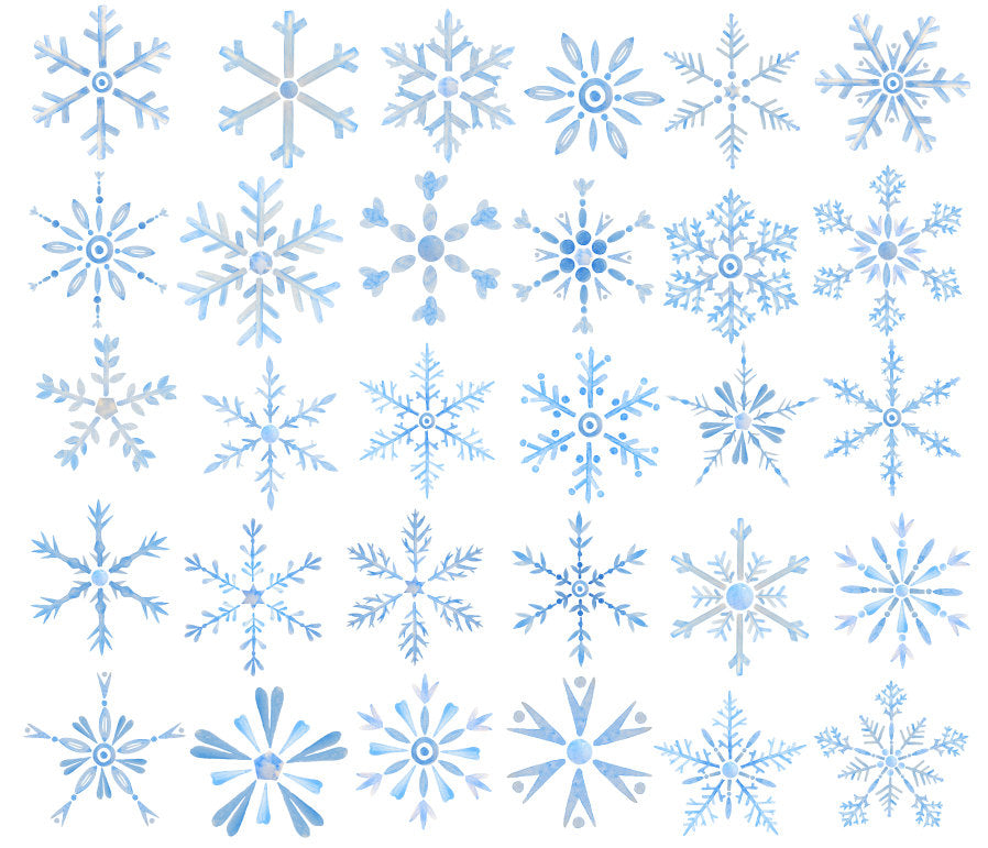 watercolor snowflake clipart, instant download 