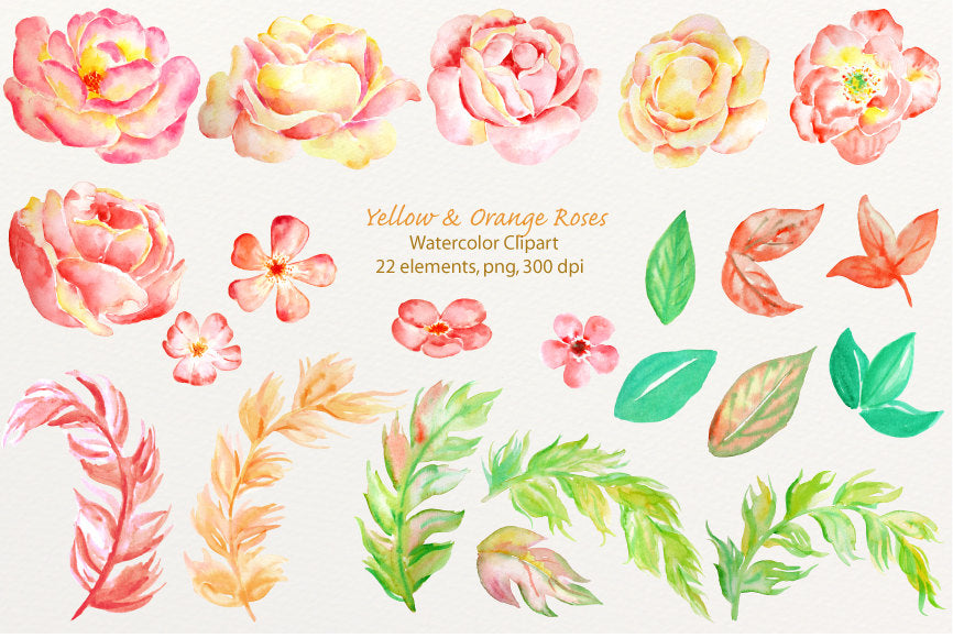 watercolor rose clipart, instant download, rose illustration 