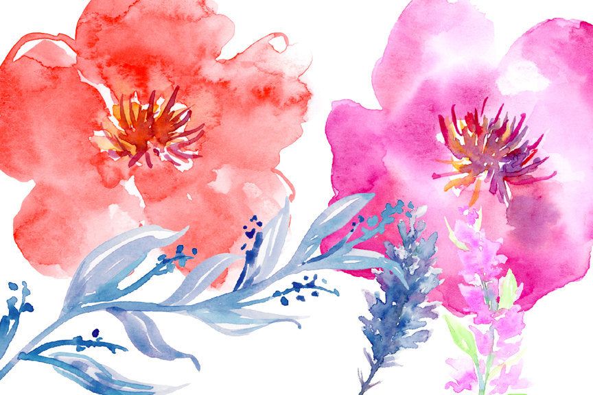 Watercolor Flower Collection Sophisticated, pink and purple floral arrangement, wedding clip art, instant download