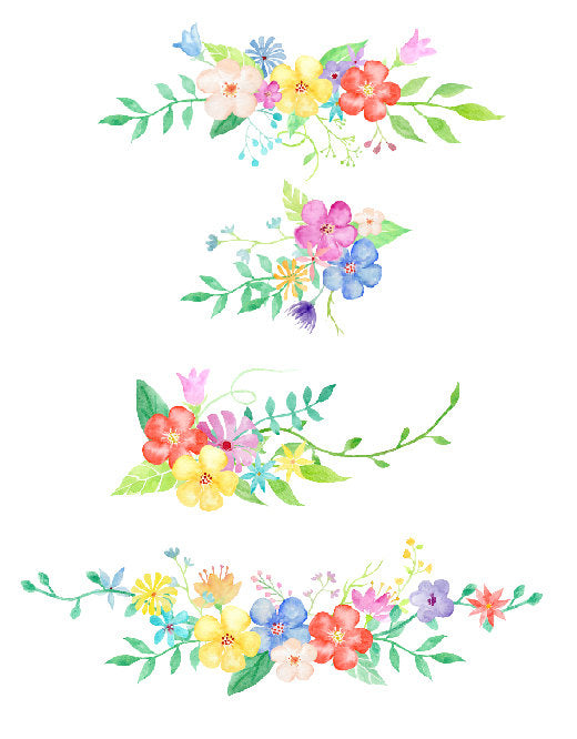 watercolor collection simplicity, instant download, floral arrangements, pink flower, yellow flower