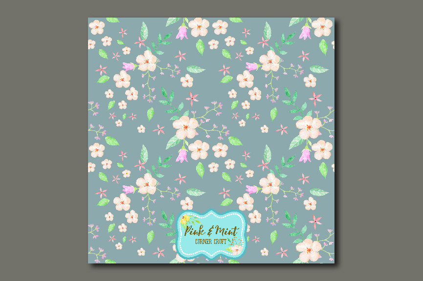 Digital paper, pink and mint, floral pattern, seamless pattern, watercolor pattern, watercolour pattern, repeat pattern